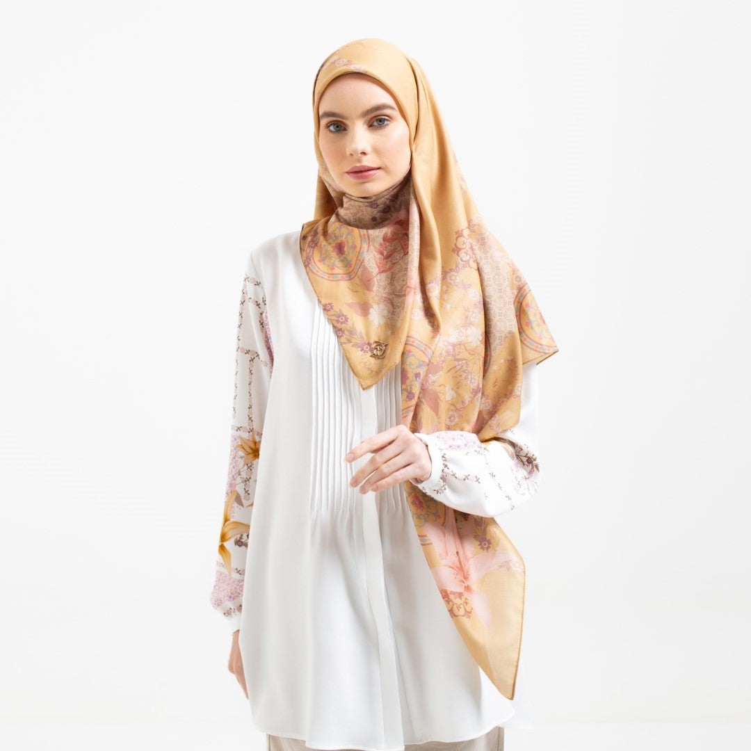 Zoya OVALIA Scarf - Kerudung Hijab Segiempat Motif With Box - Bahan Soft Voal - Ukuran 115x115