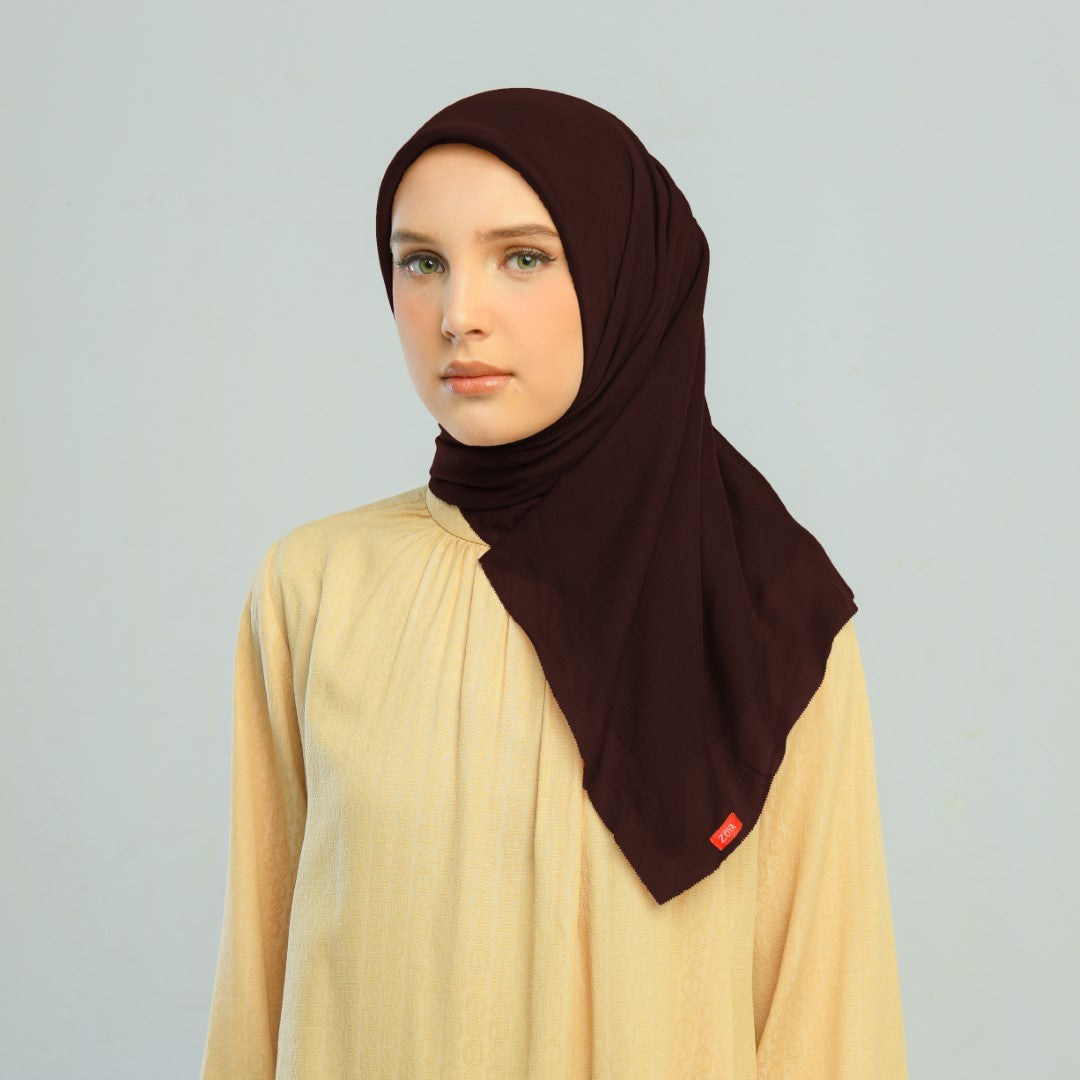 Kamalia Plain Scarf Hijab Segiempat Polos Bahan Paris Olive Ukuran 110 x 110 Muslim Square