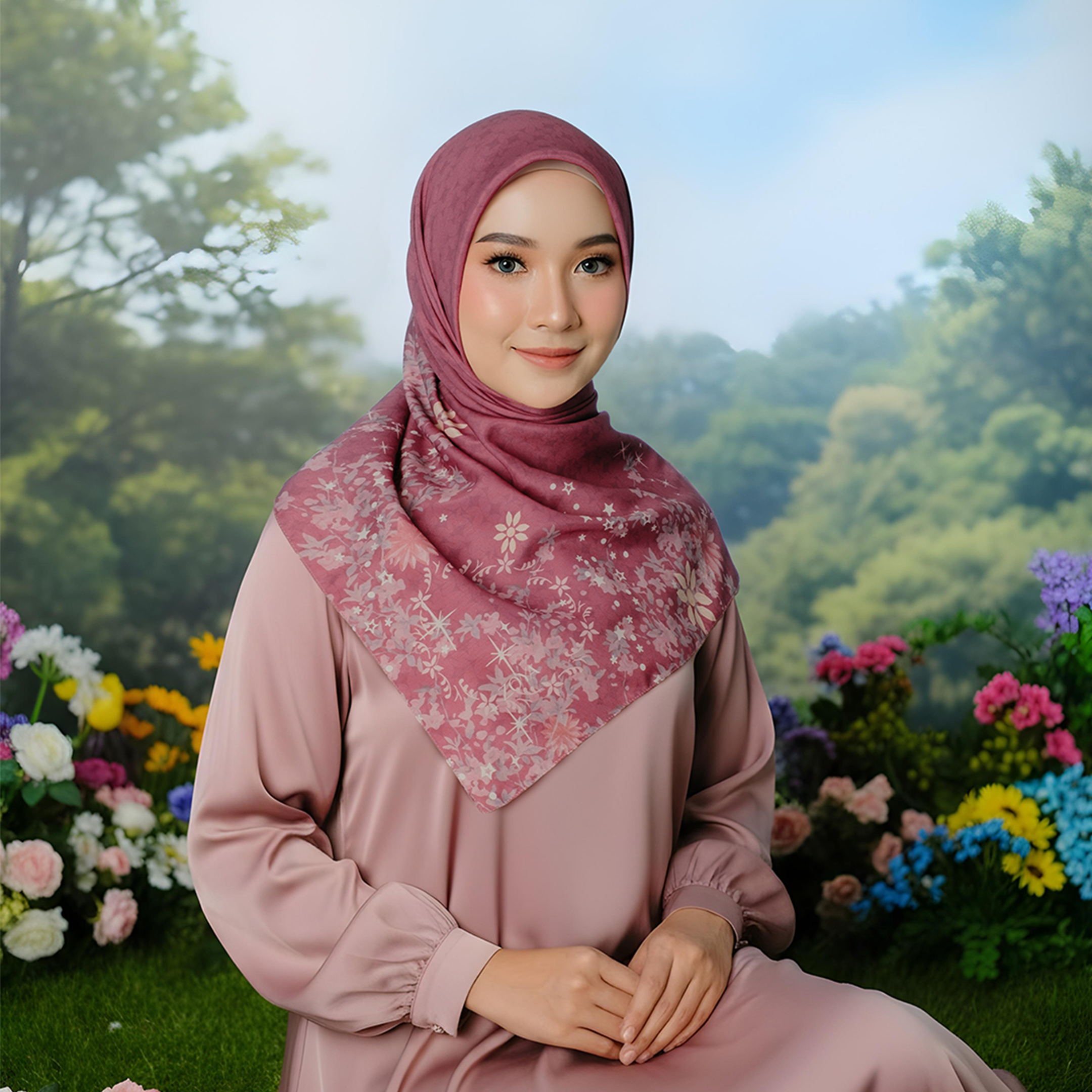 Zoya ZANIAH Scarf - Kerudung Hijab Segiempat Motif With Pouch Ziplock - Bahan Poly Fine - Ukuran 110x110