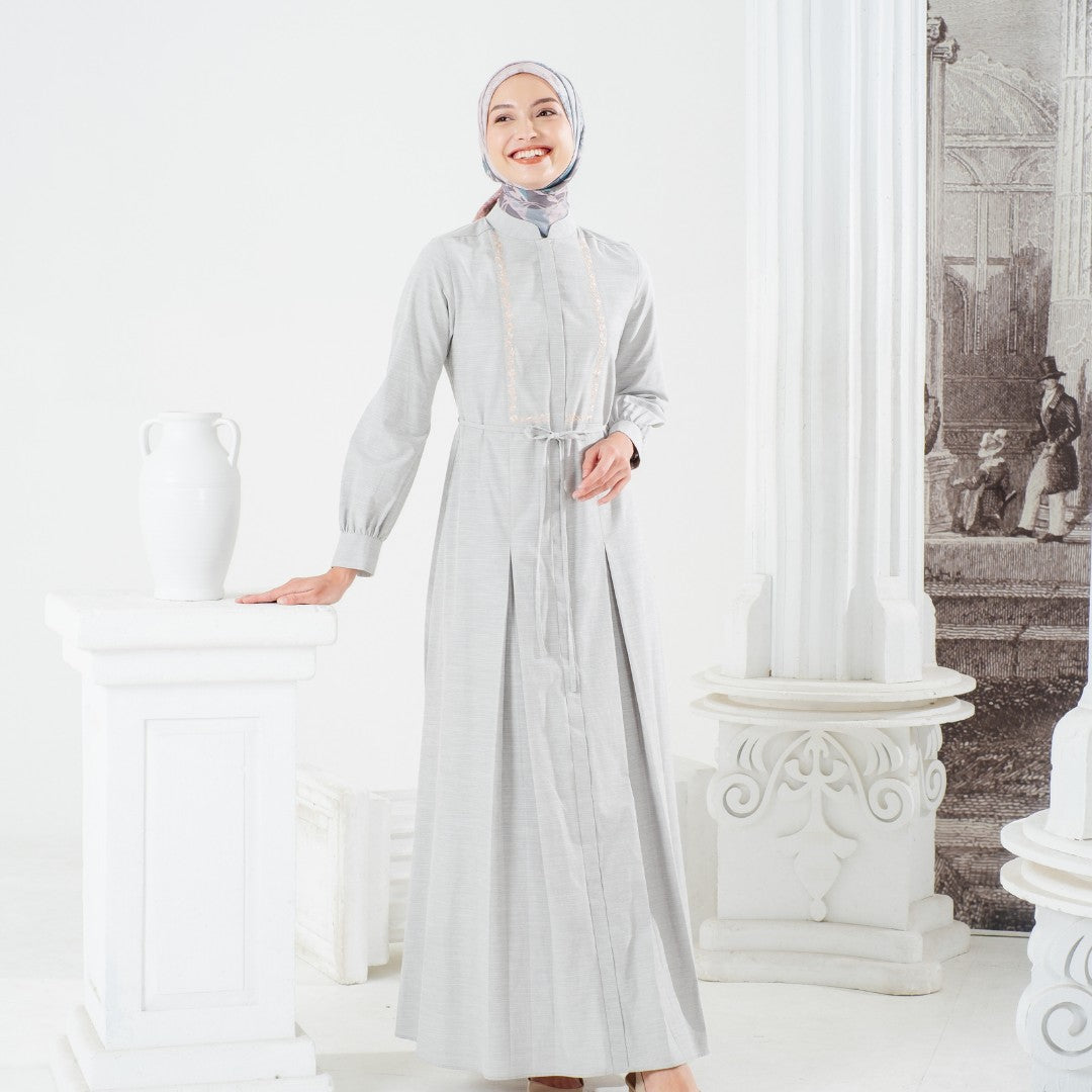 Zoya LAVATERA Dress - Gamis Muslim Wanita Busui Friendly - Bahan Cotton Slub Two Tone