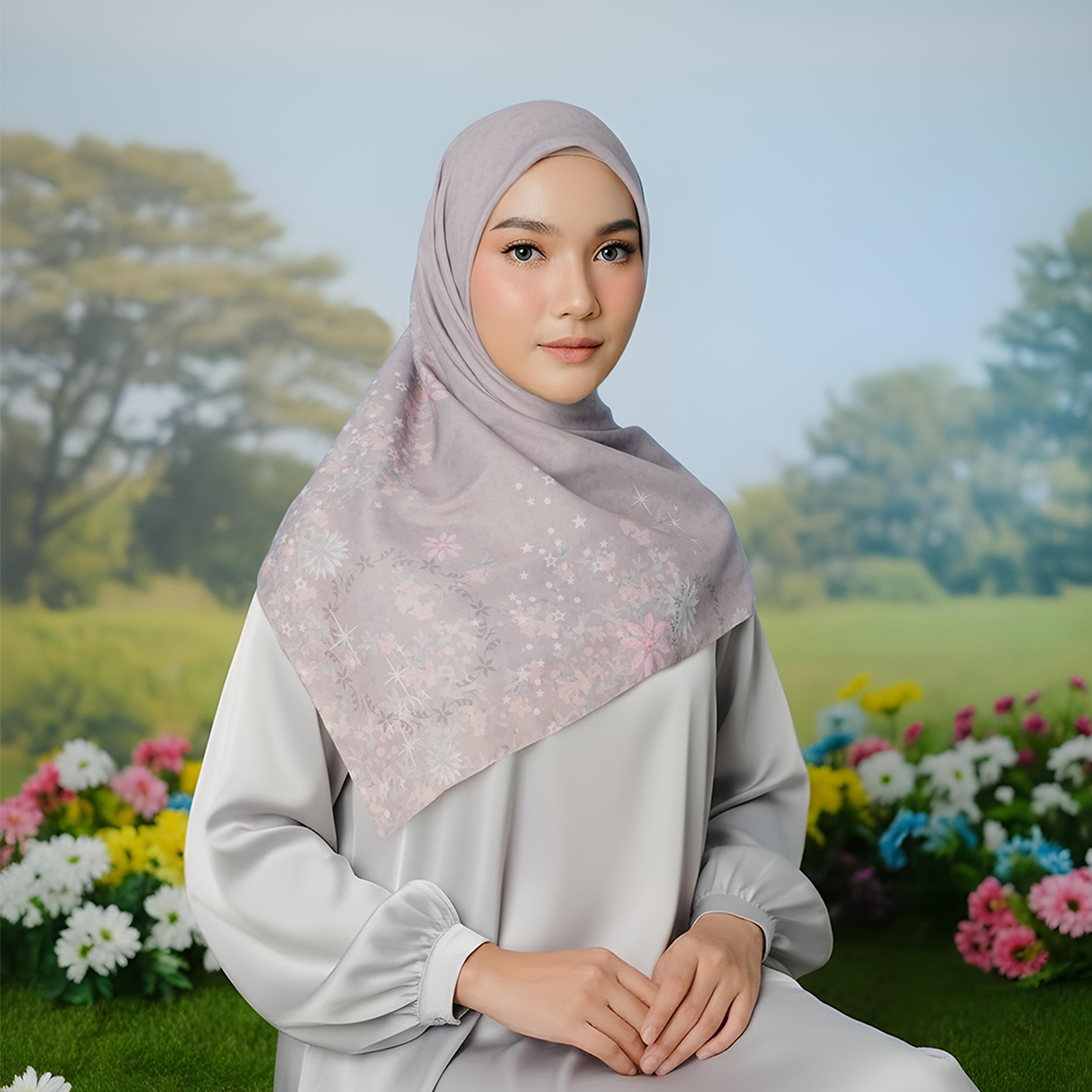 Zoya ZANIAH Scarf - Kerudung Hijab Segiempat Motif With Pouch Ziplock - Bahan Poly Fine - Ukuran 110x110
