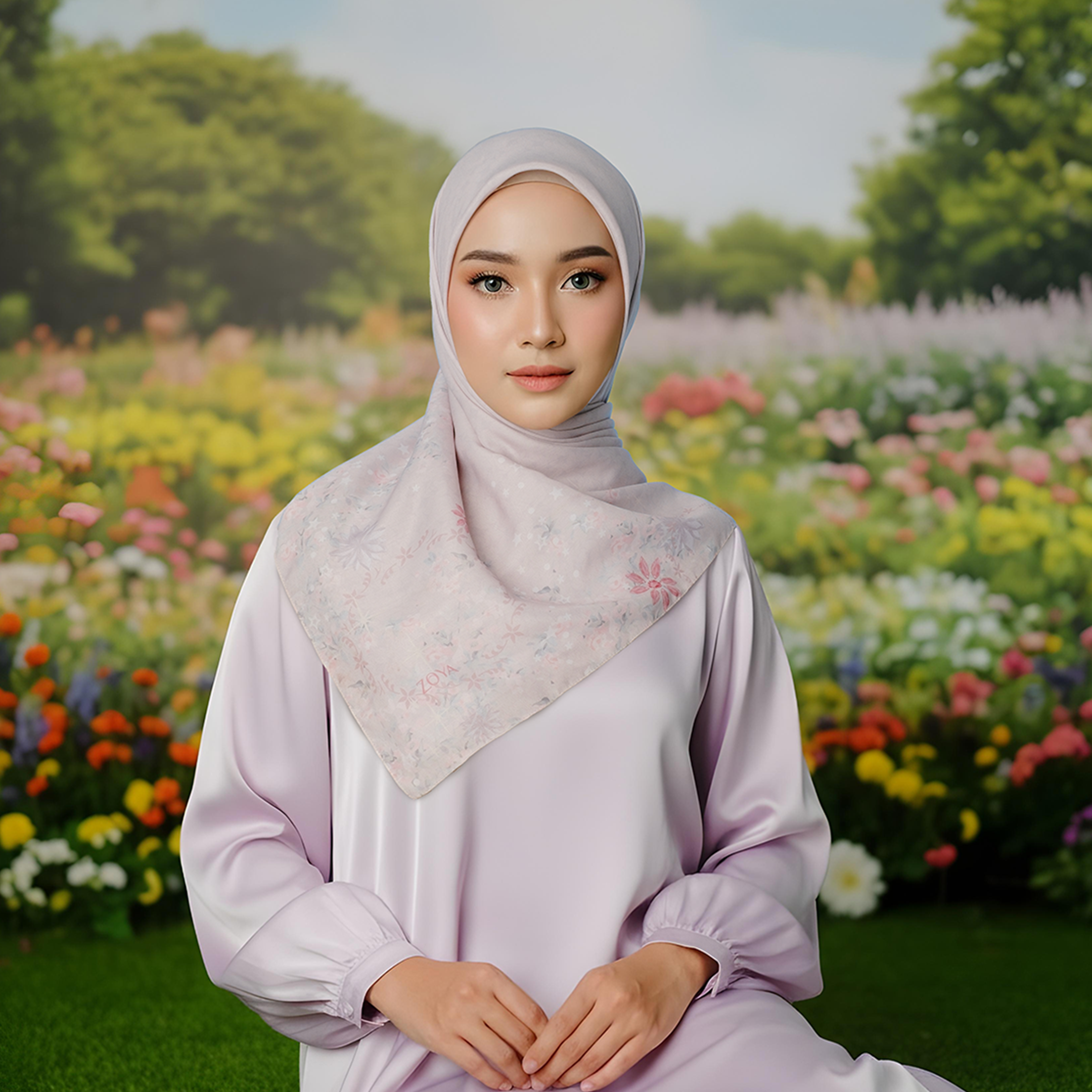 Zoya ZANIAH Scarf - Kerudung Hijab Segiempat Motif With Pouch Ziplock - Bahan Poly Fine - Ukuran 110x110
