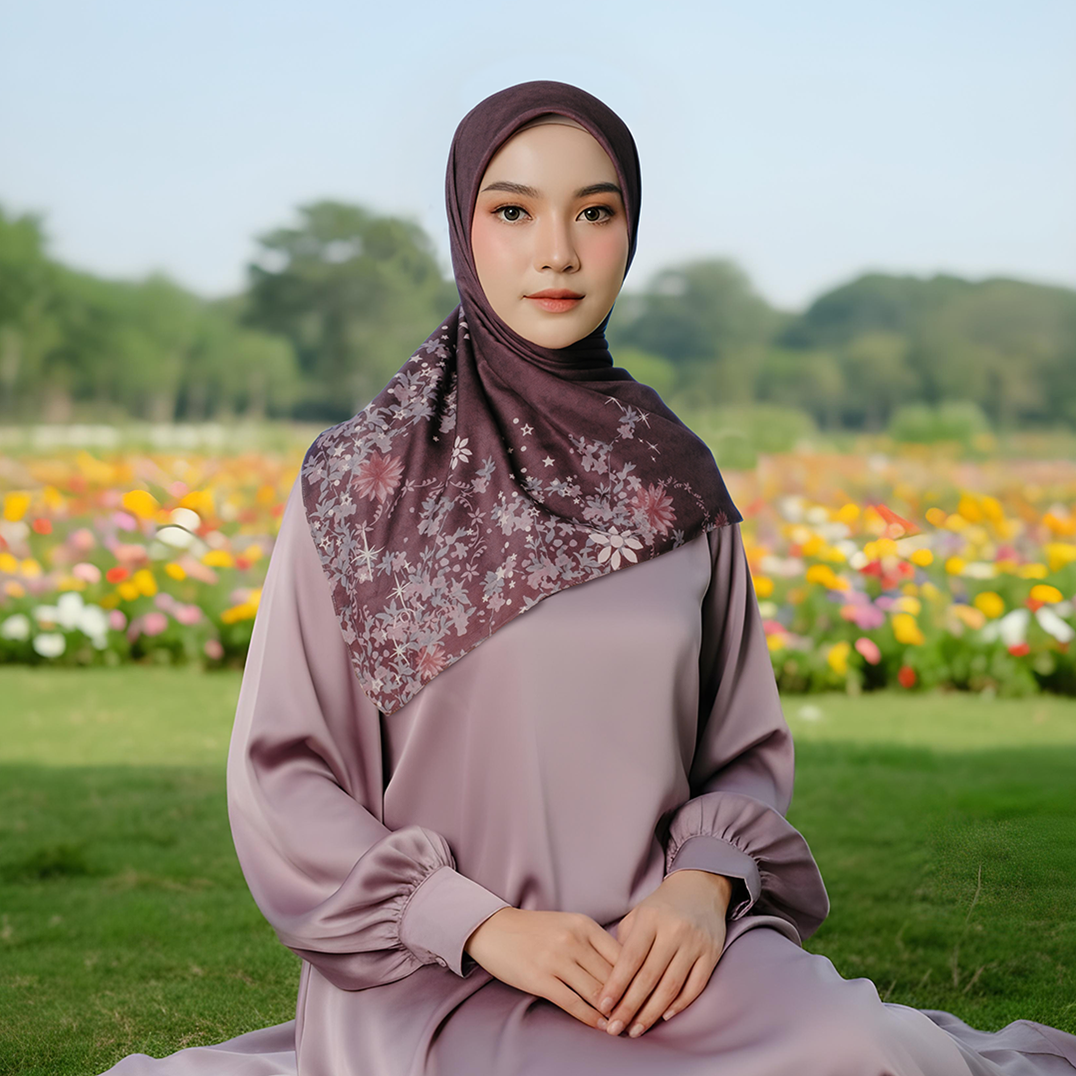Zoya ZANIAH Scarf - Kerudung Hijab Segiempat Motif With Pouch Ziplock - Bahan Poly Fine - Ukuran 110x110