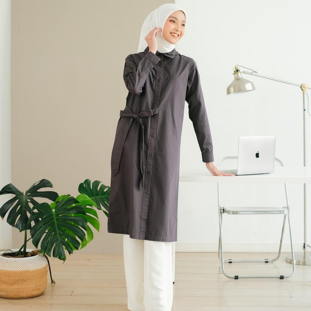 Zoya AZRAH Midi Dress - Tunik Wanita Wudhu Busui Friendly - Bahan Premium Cotton