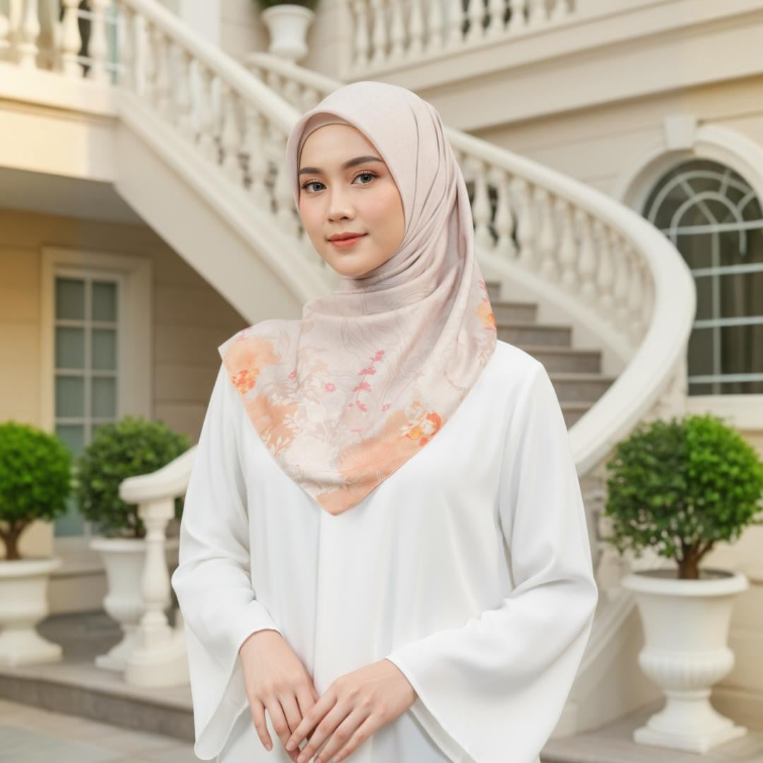 Zoya - Arianna Print Scarf - Kerudung Hijab Segiempat Motif - Pouch Ziplock