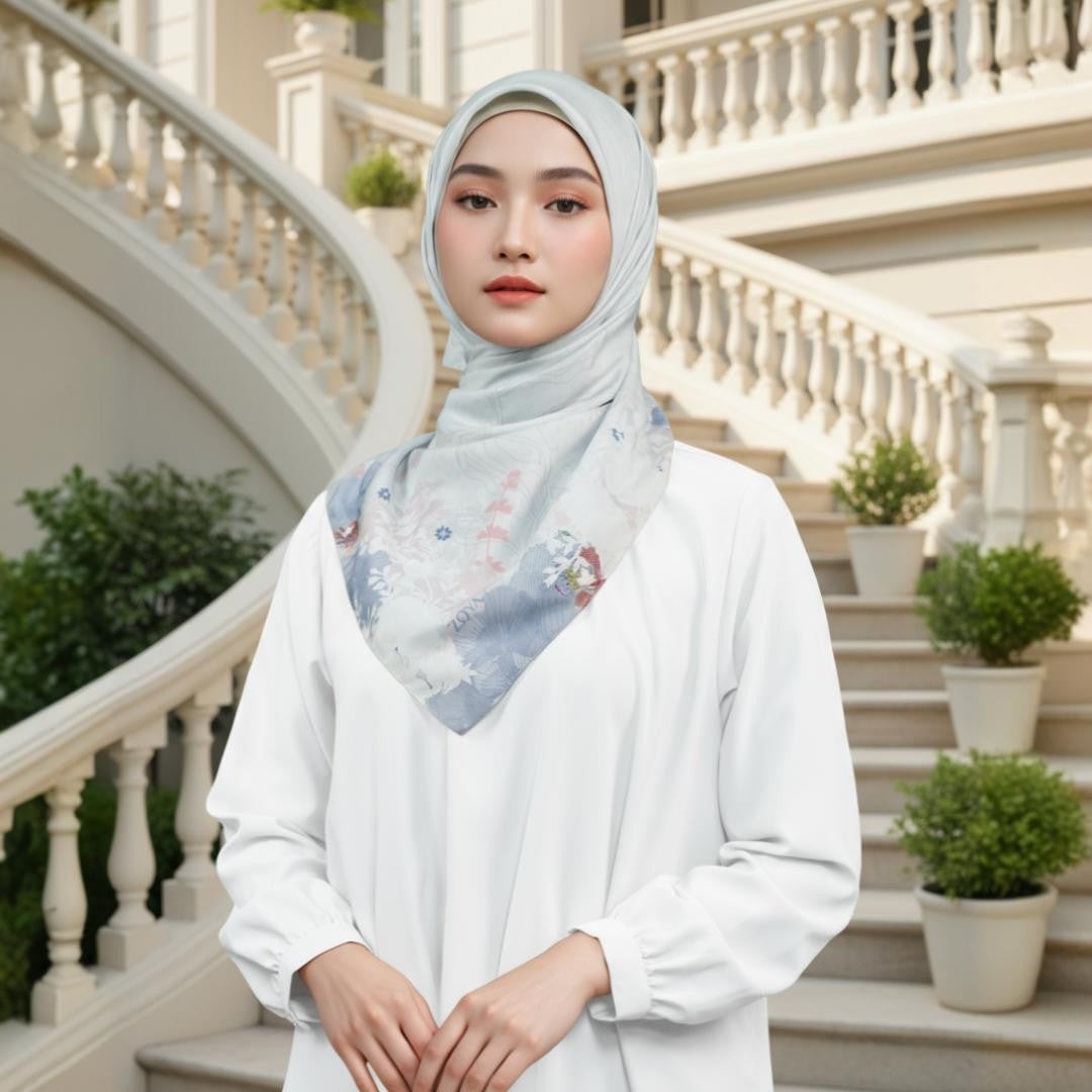 Zoya - Arianna Print Scarf - Kerudung Hijab Segiempat Motif - Pouch Ziplock