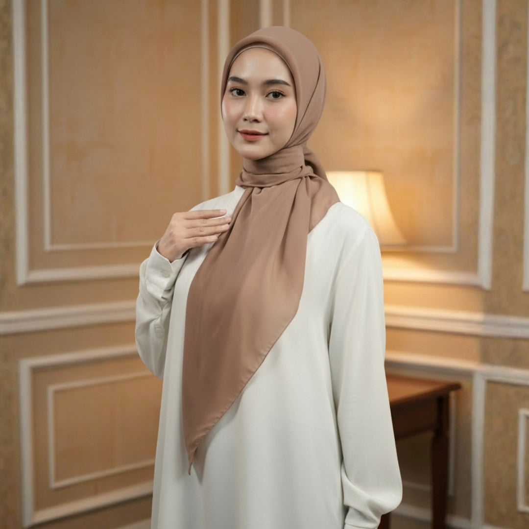 Zoya - Belva Plain Scarf - Kerudung Hijab Segiempat Polos - Bahan Soft Polyester