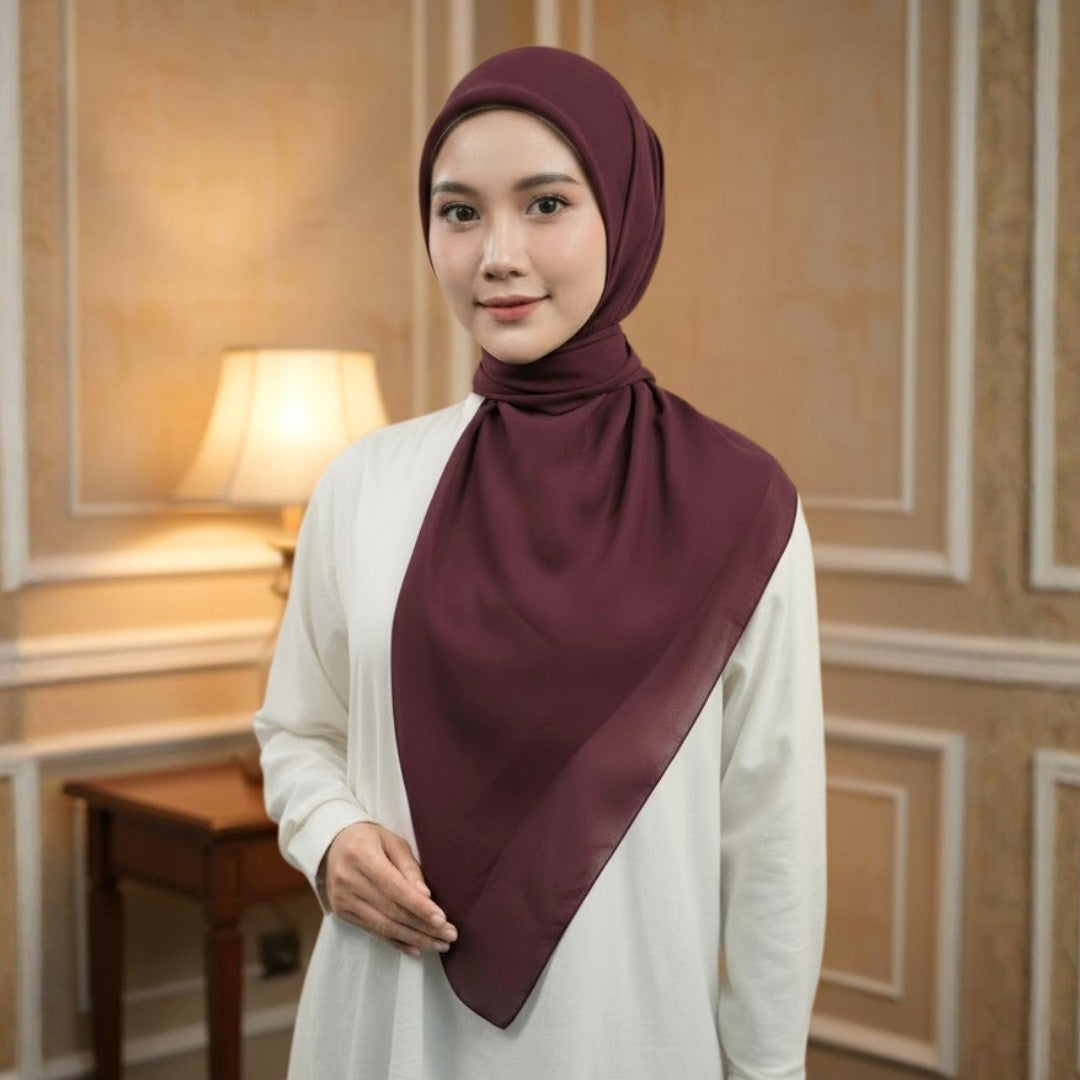 Zoya - Belva Plain Scarf - Kerudung Hijab Segiempat Polos - Bahan Soft Polyester