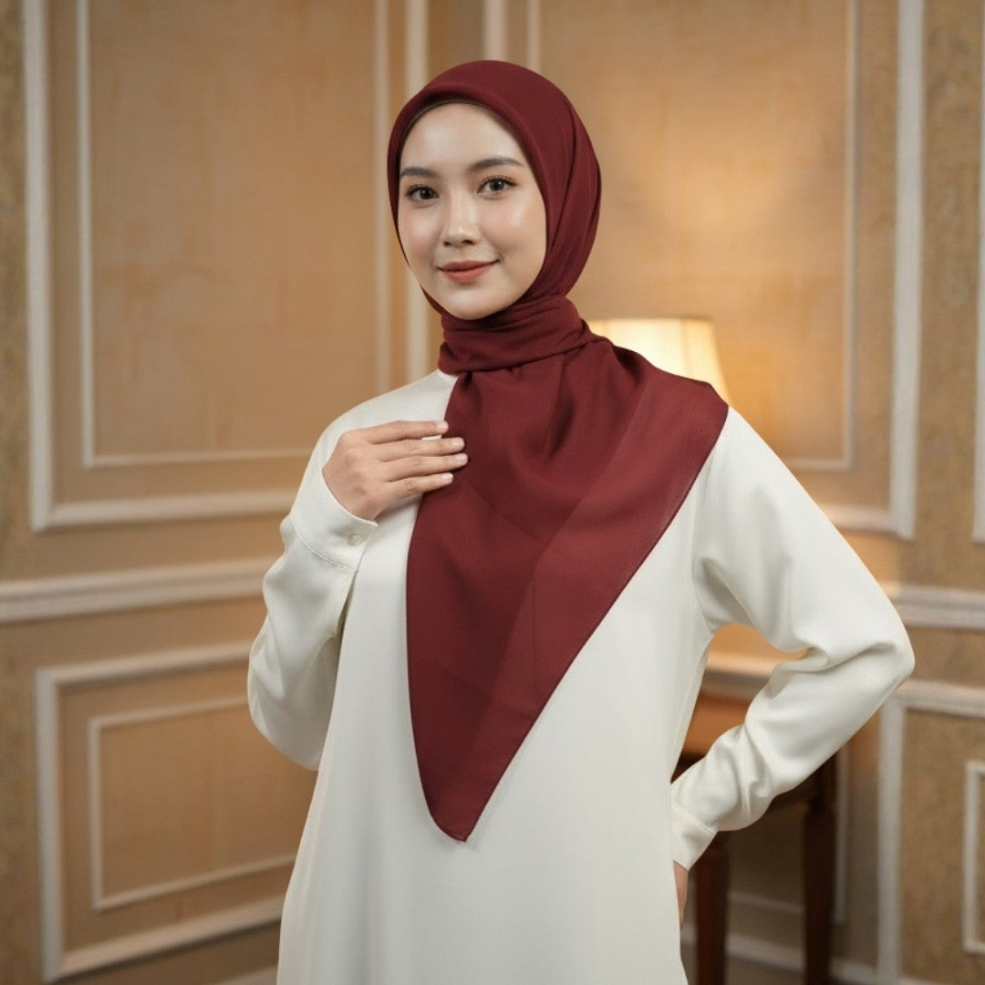 Zoya - Belva Plain Scarf - Kerudung Hijab Segiempat Polos - Bahan Soft Polyester