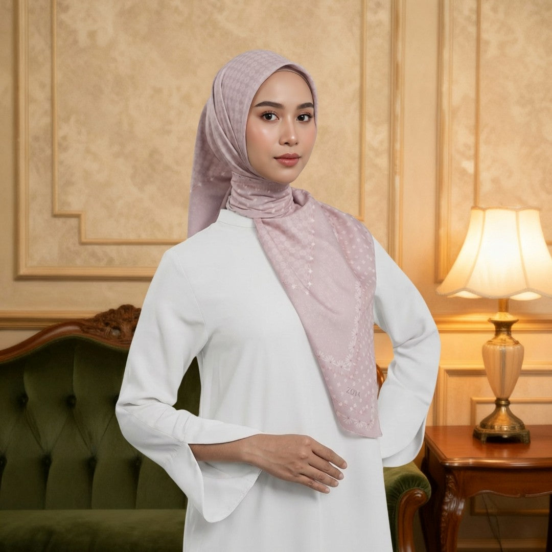 Zoya - Ghayda Print Scarf - Kerudung Hijab Segiempat Motif - Pouch Ziplock