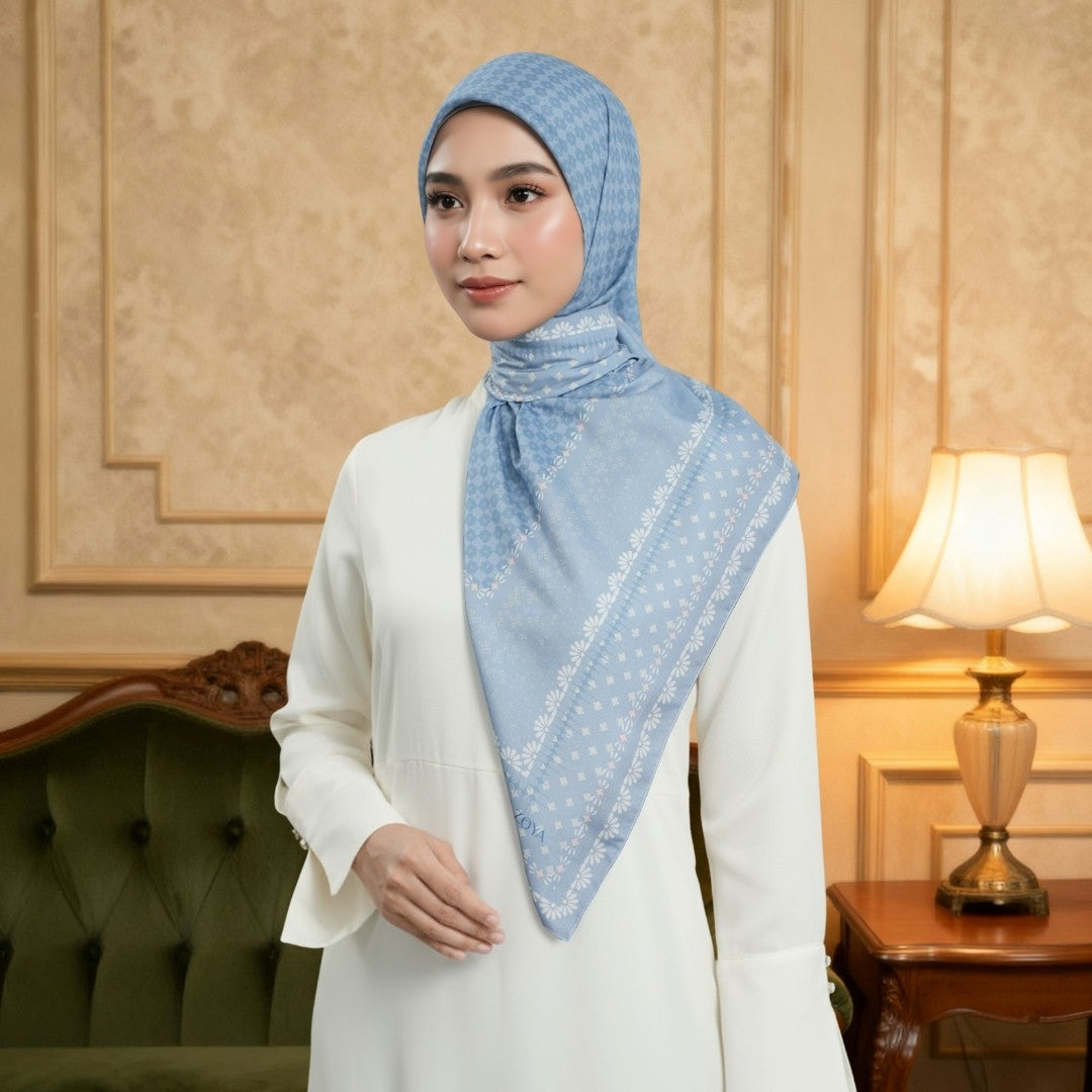 Zoya - Ghayda Print Scarf - Kerudung Hijab Segiempat Motif - Pouch Ziplock