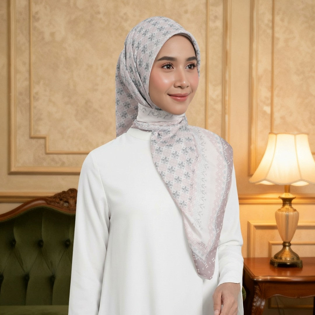 Zoya - Ilyana Print Scarf - Kerudung Hijab Segiempat Motif - Pouch Ziplock