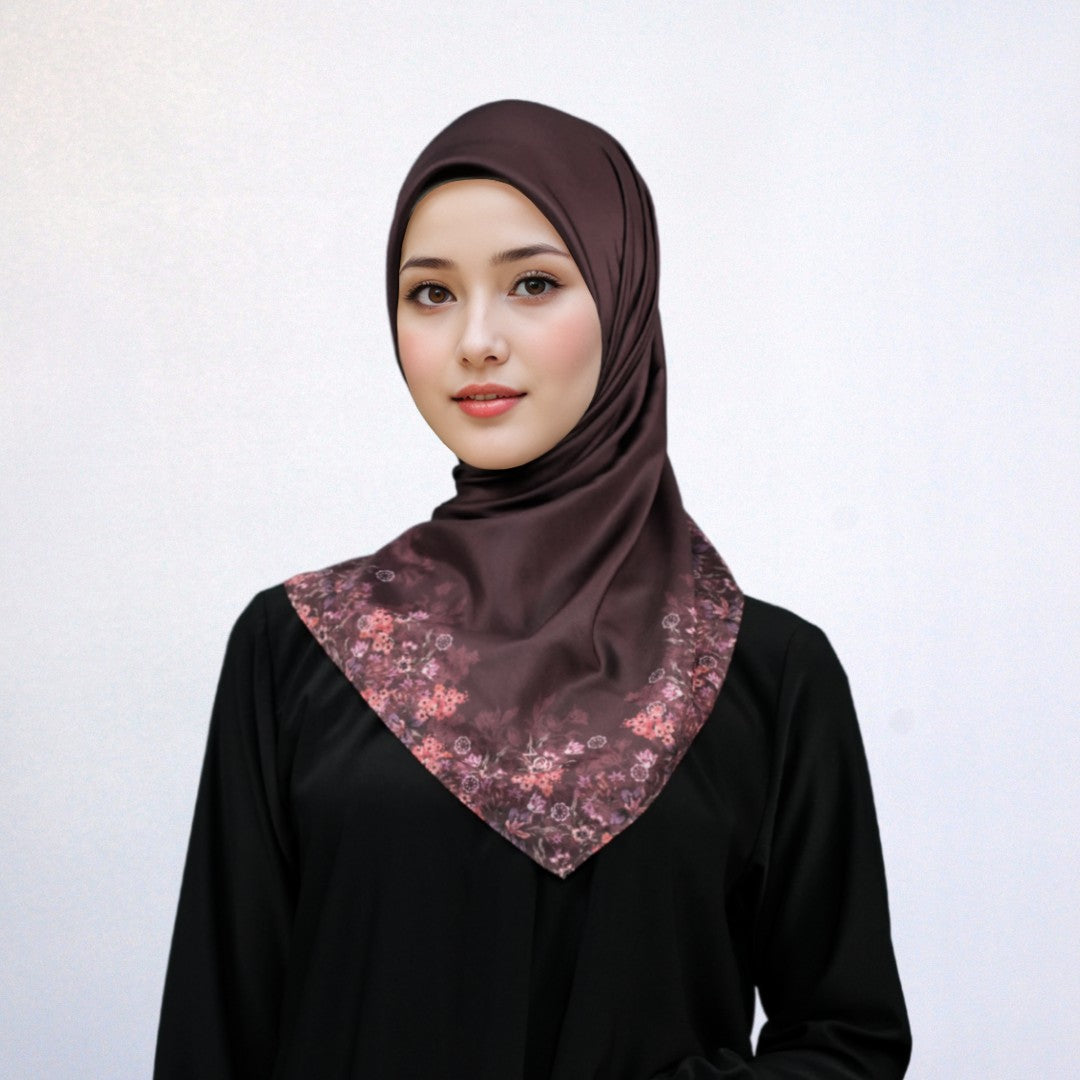 Zoya - Kalina Print Scarf - Kerudung Hijab Segiempat Motif - Pouch Ziplock