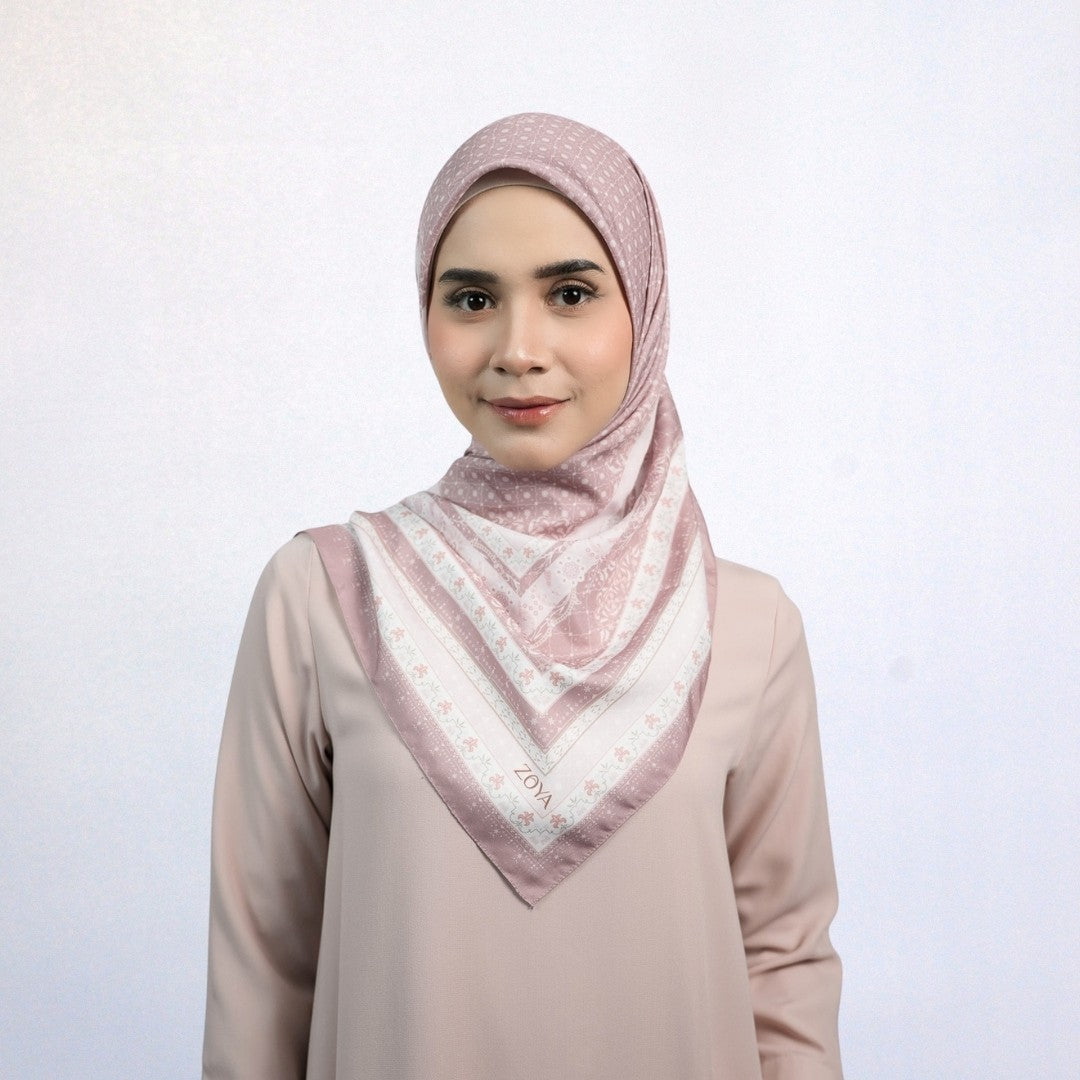 Zoya Lana Print Scarf - Kerudung Hijab Segiempat Motif With Pouch Ziplock - Bahan Poly Fine