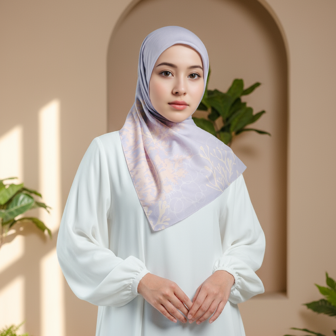 Zoya KARIBIA Scarf - Kerudung Hijab Segiempat Motif With Pouch Ziplock - Bahan Poly Fine - Ukuran 110x110