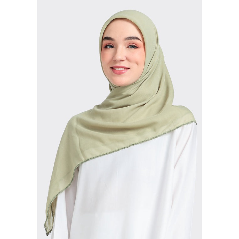 Zoya Berni Scarf - Kerudung Hijab Segiempat polos Bahan French Voile - Jahit Picot (renda) Zoya Lovers