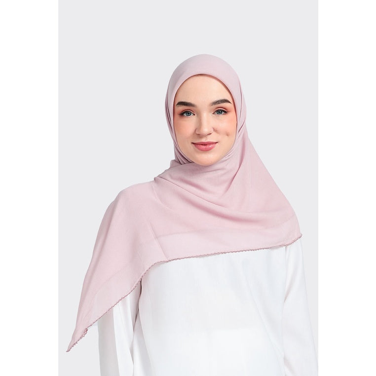 Zoya Berni Scarf - Kerudung Hijab Segiempat polos Bahan French Voile - Jahit Picot (renda) Zoya Lovers