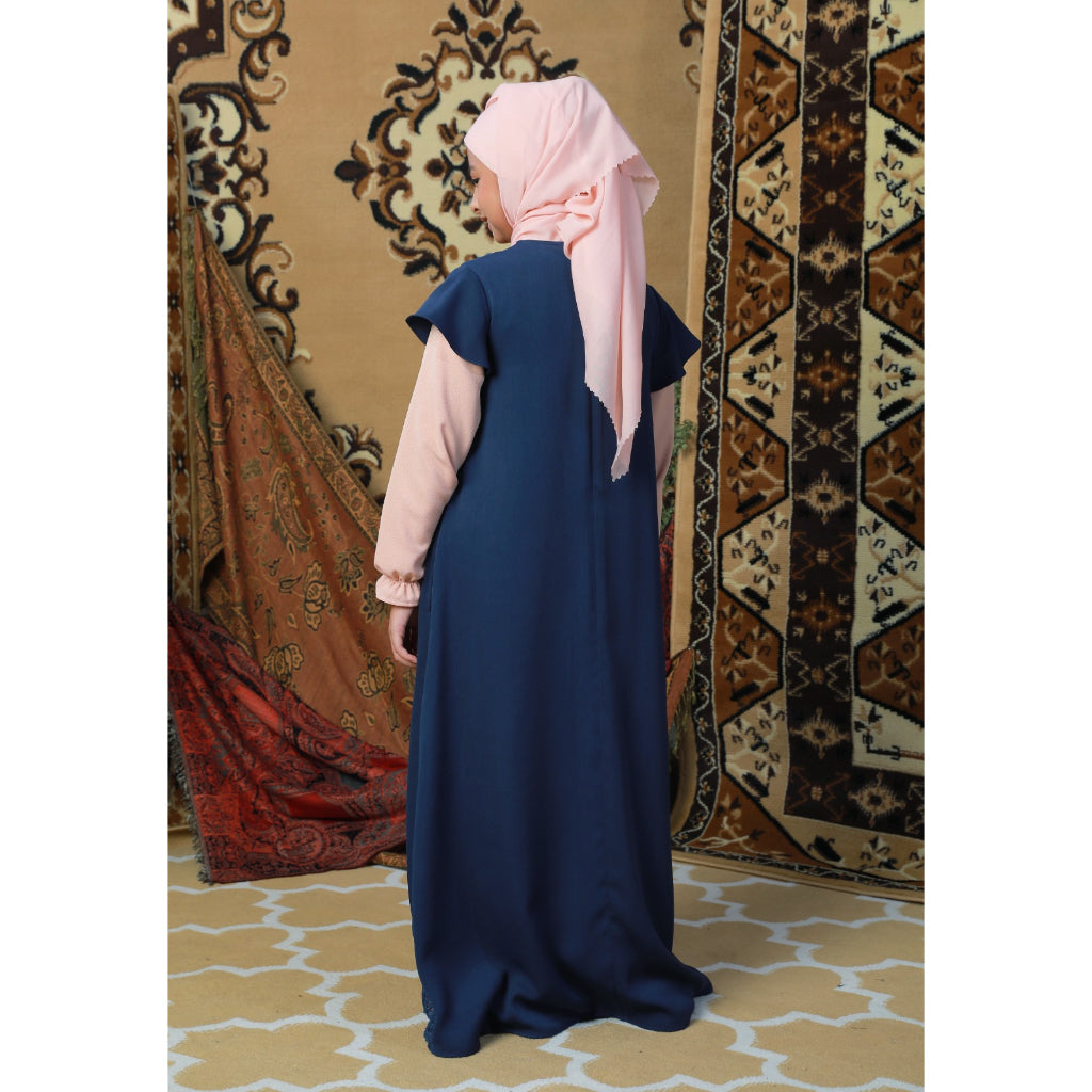 Zoya Khaesa Girls Dress - Baju Muslim Anak Perempuan - Bahan Woolpeach Premium Zoya Lovers