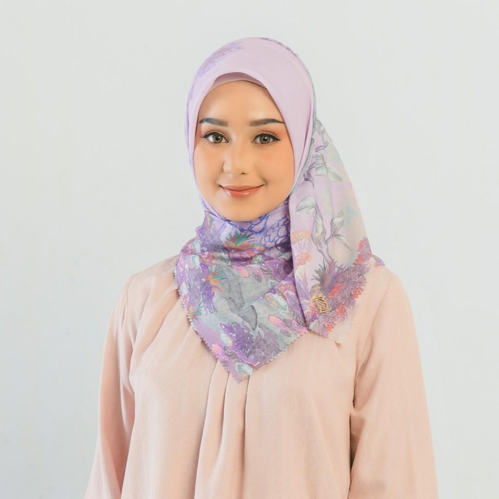 Zoya DIVISHA Scarf Kerudung Hijab Segiempat Motif With Box Bahan Voal Ukuran 115x115