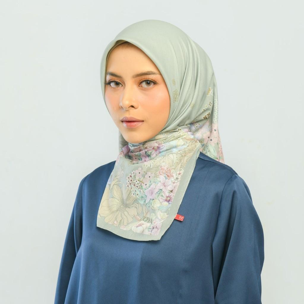 Zoya ZAMORA Scarf Kerudung Hijab Segiempat Motif With Box Bahan Voal Ukuran 110x110