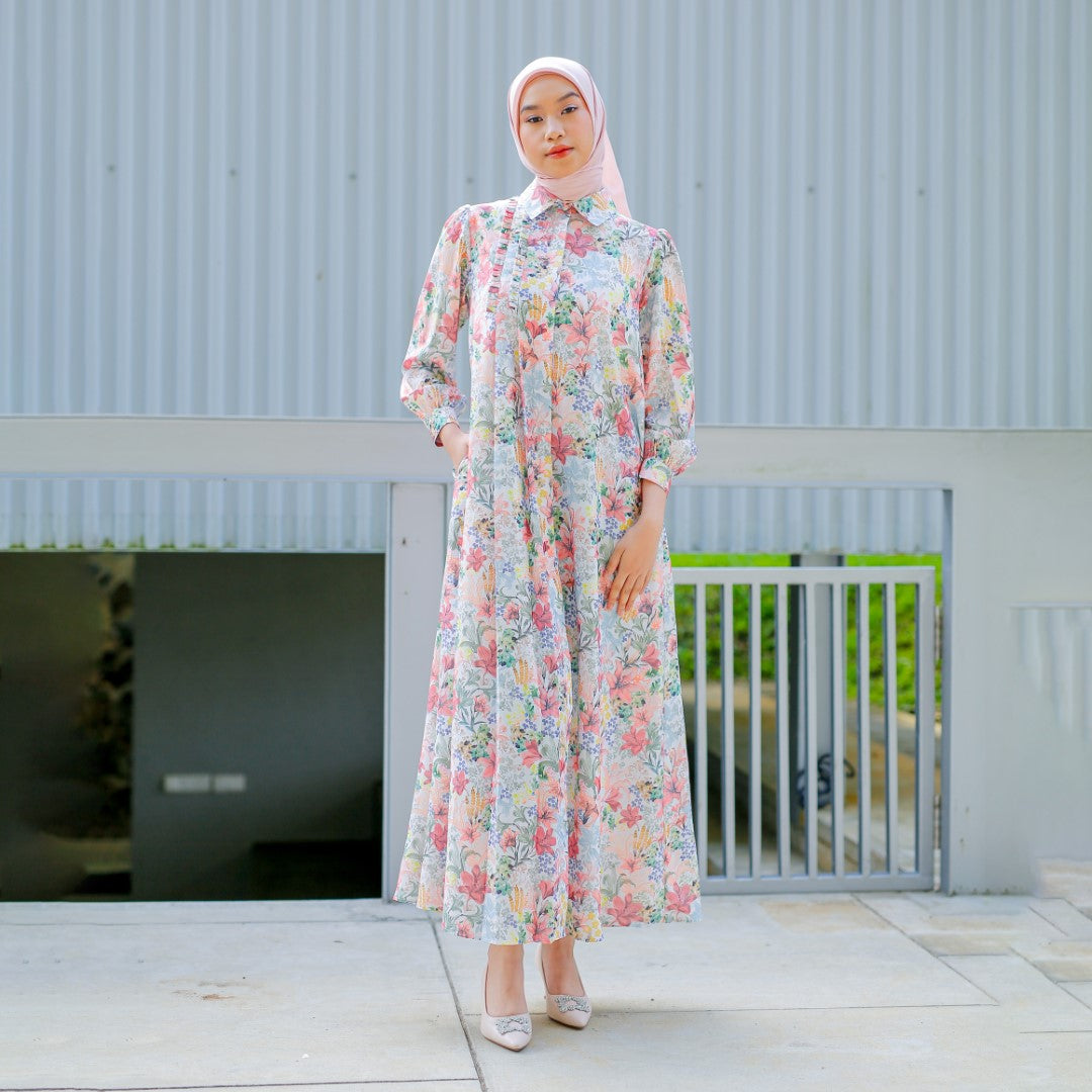 Zoya ZAMIQA Dress - Gamis Motif Muslim Wanita Wudhu Busui Friendly - Bahan Premium Poly