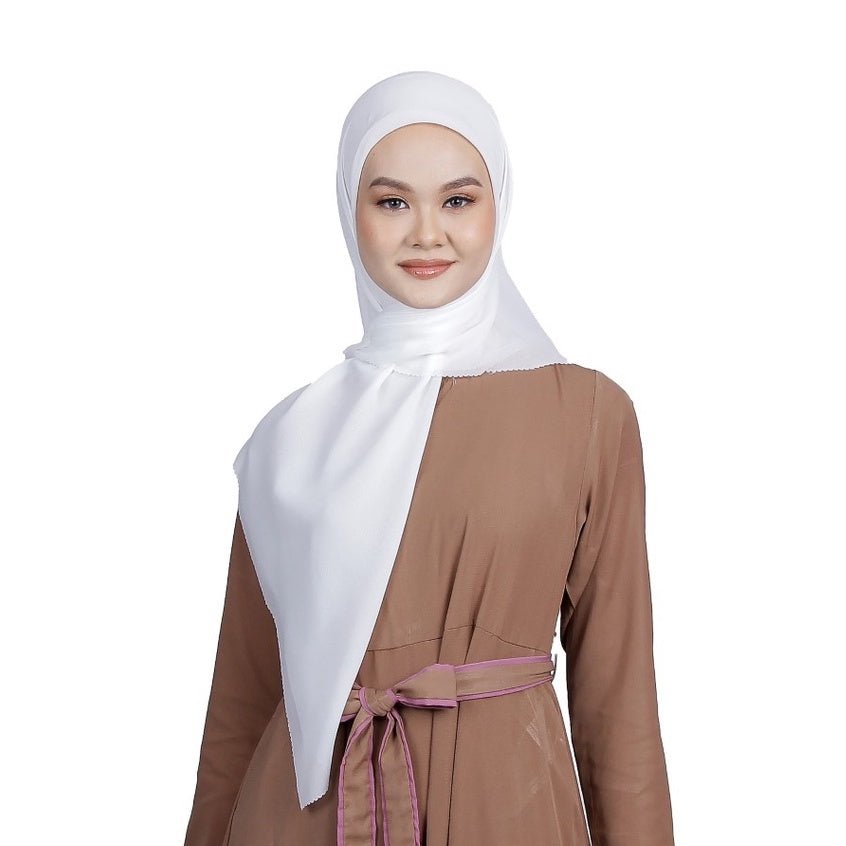 Zoya Minar Scarf - Kerudung Hijab Segiempat Polos Bahan Polycotton - Lassercut