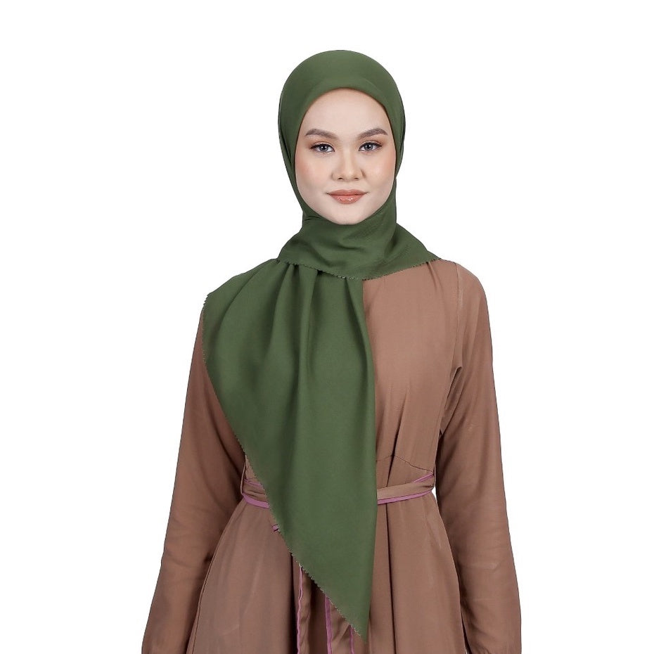 Zoya Minar Scarf - Kerudung Hijab Segiempat Polos Bahan Polycotton - Lassercut