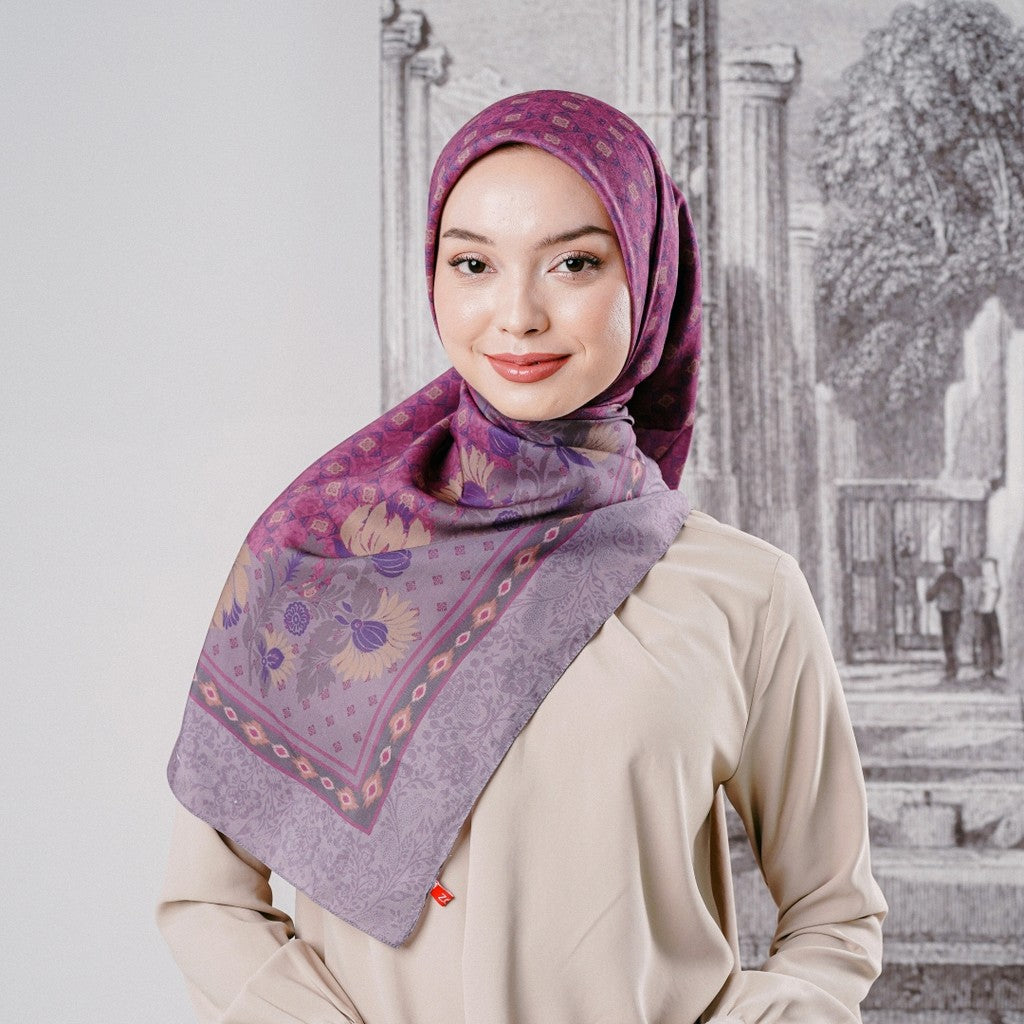 Zoya VENICA Scarf - Kerudung Hijab Segiempat Motif With Pouch Ziplock - Bahan Poly Fine - Ukuran 110x110