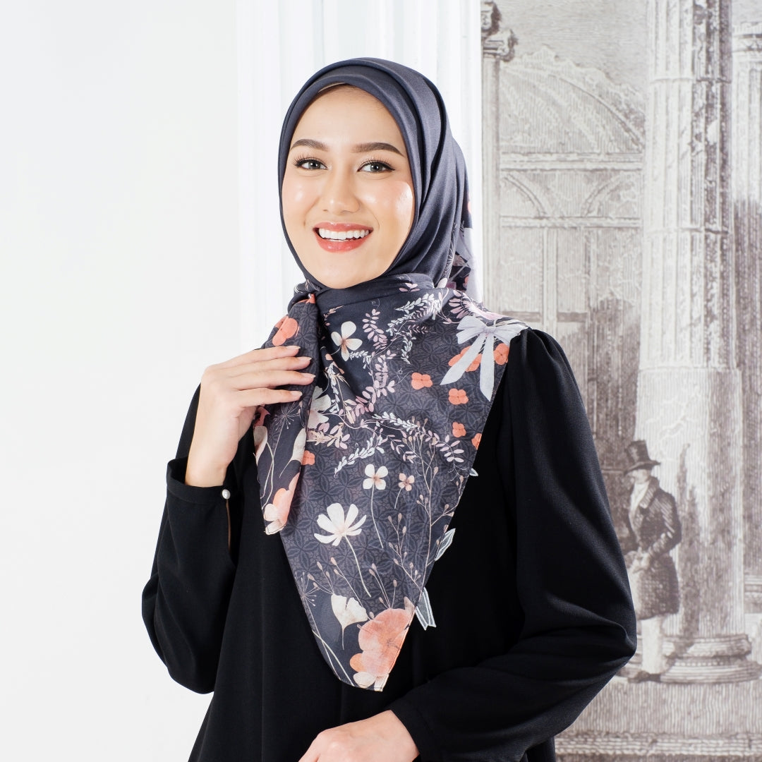 Zoya OXALIS Scarf - Kerudung Hijab Segiempat Motif With BOX - Bahan Nesla - Ukuran 115x115