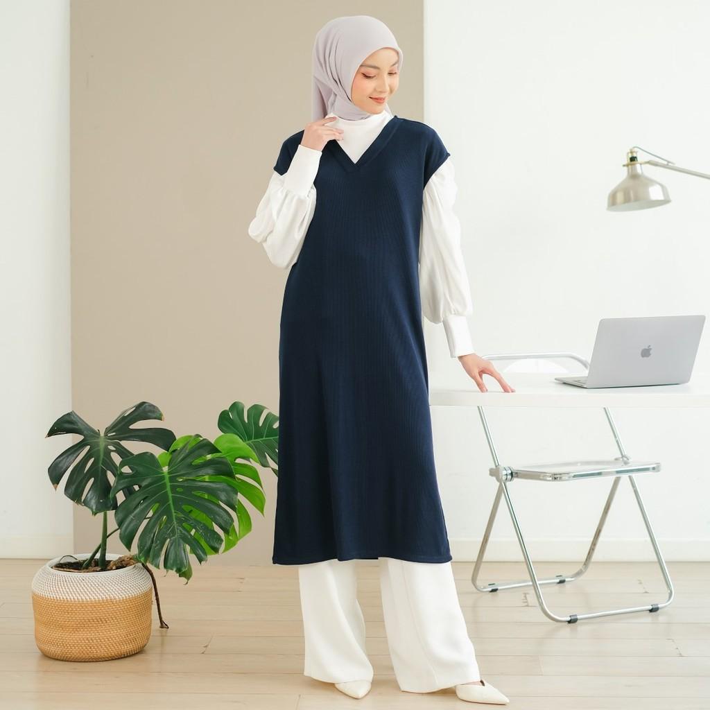 Zoya SYABIL Sleeveless - Long Vest Luaran Wanita - Bahan Premium Knitt
