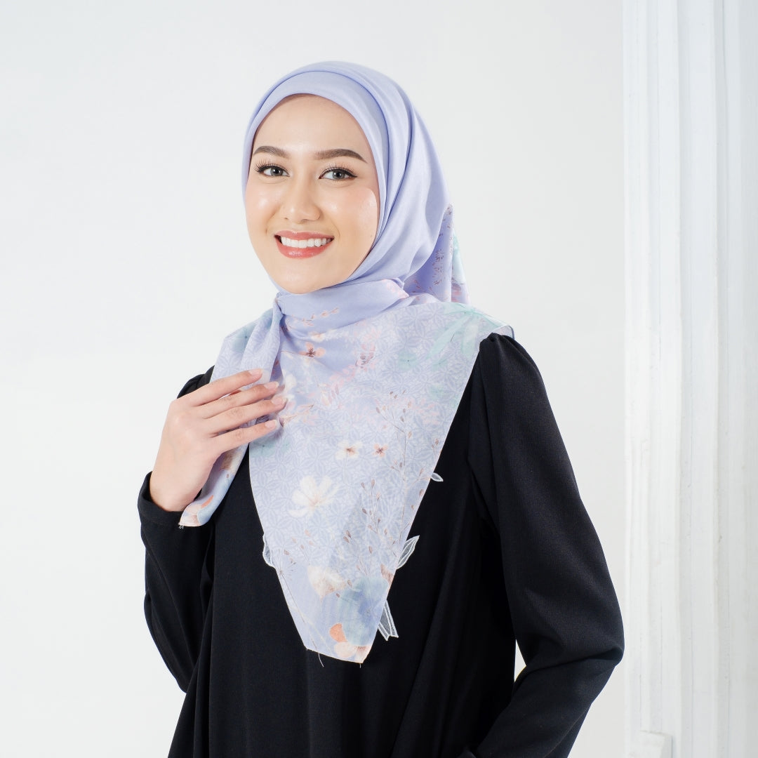 Zoya OXALIS Scarf - Kerudung Hijab Segiempat Motif With BOX - Bahan Nesla - Ukuran 115x115
