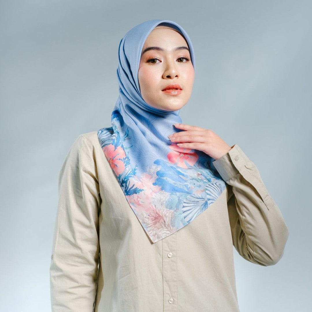 Zoya VESPERA Scarf - Kerudung Hijab Segiempat Motif With Pouch Ziplock - Bahan Poly Fine - Ukuran 110x110
