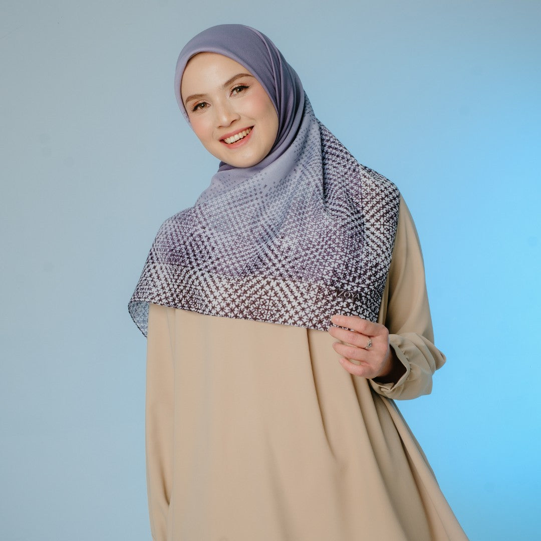 Zoya - AUZORA Scarf - Kerudung Hijab Segiempat Motif With Pouch Ziplock - Bahan Poly Fine