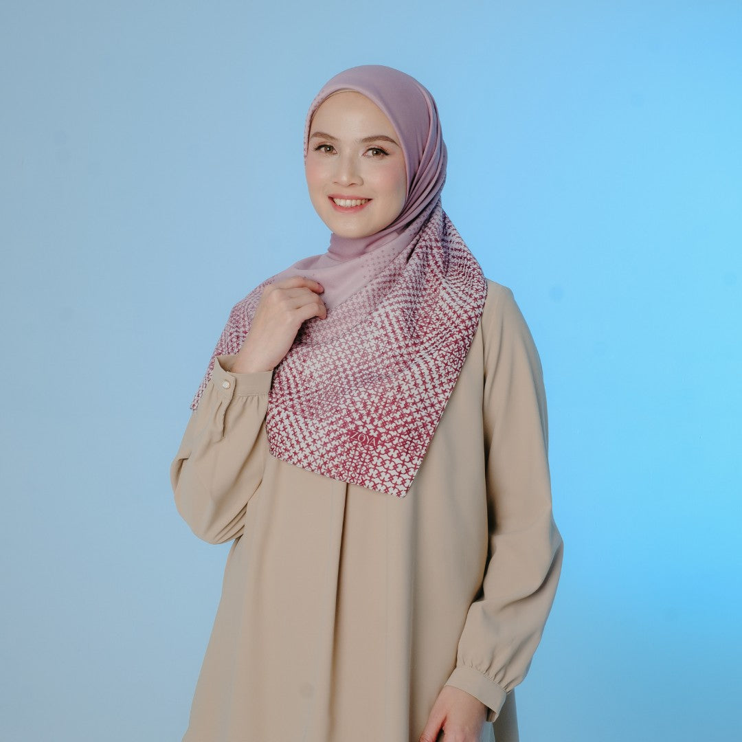 Zoya - AUZORA Scarf - Kerudung Hijab Segiempat Motif With Pouch Ziplock - Bahan Poly Fine
