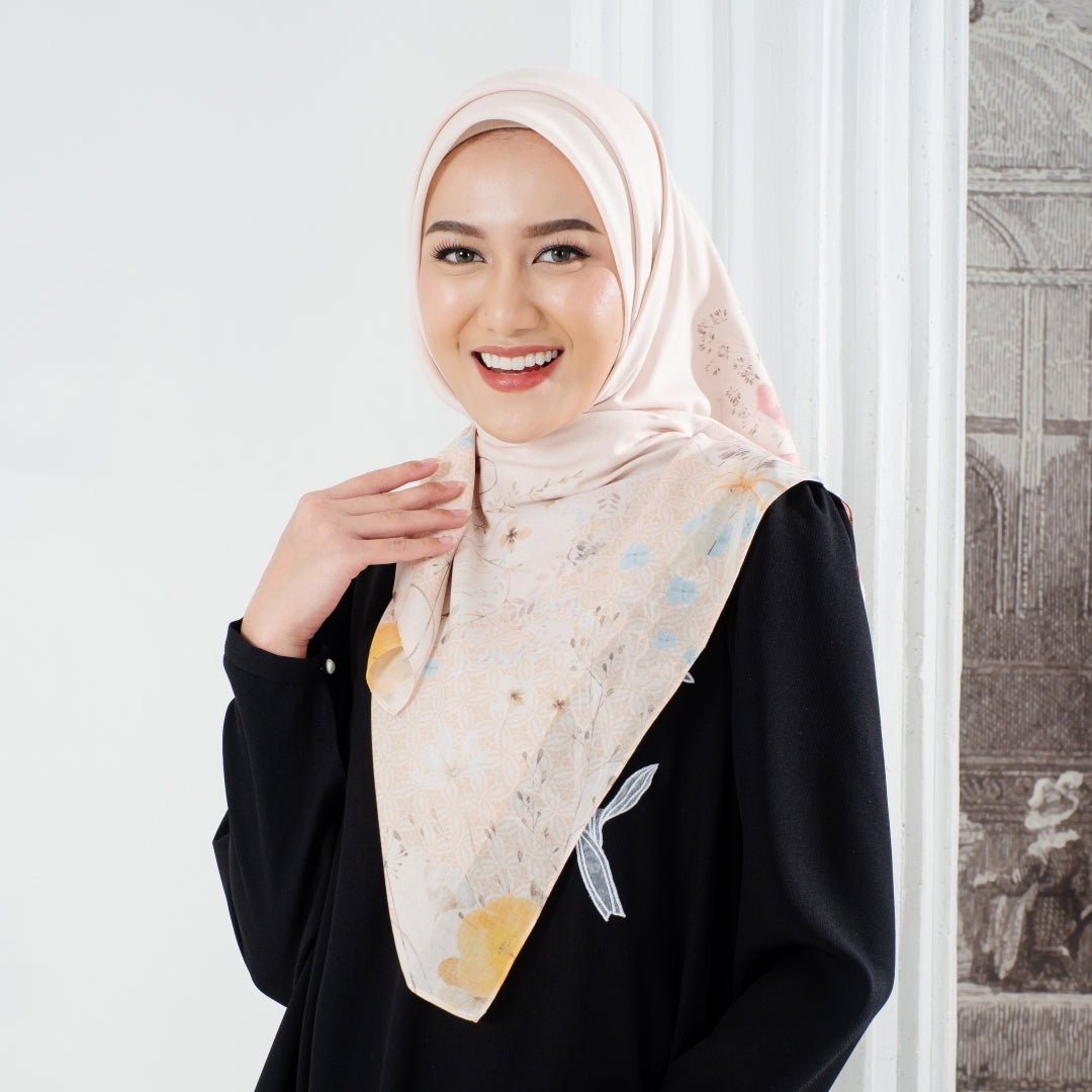 Zoya OXALIS Scarf - Kerudung Hijab Segiempat Motif With BOX - Bahan Nesla - Ukuran 115x115